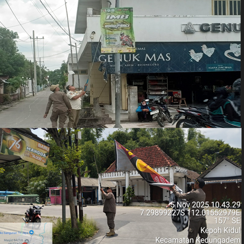 Penertiban banner yang melanggar ketentuan Perbup di wilayah Kecamatan Kedungadem