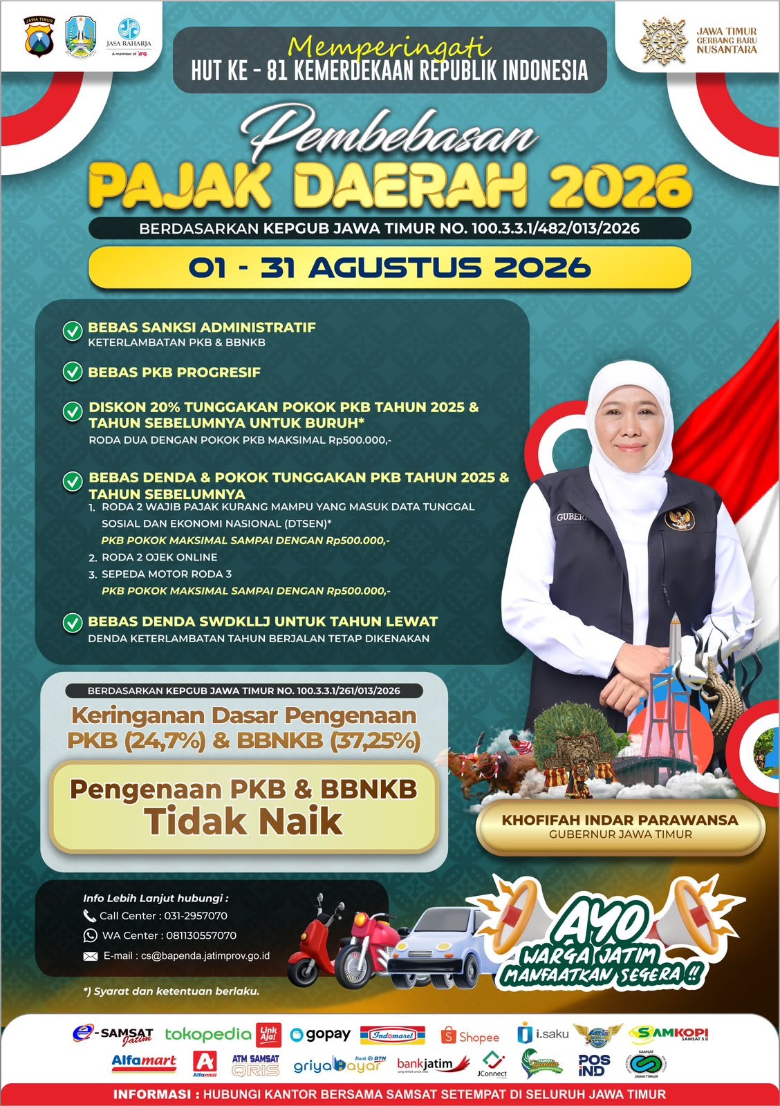 Kabar Gembira! Pembebasan Pajak Daerah Jawa Timur 2026 Dibuka Selama Bulan Agustus