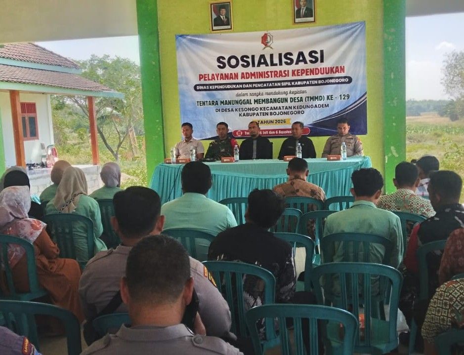 Sosialisasi Pelayanan Administrasi Kependudukan di Lokasi TMMD Desa Kesongo Tahun 2026