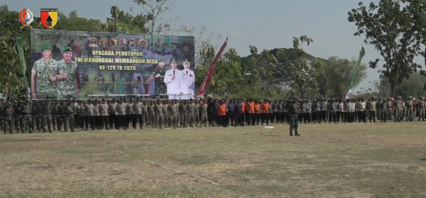 Upacara Penutupan TMMD Ke-129 Kabupaten Bojonegoro Tahun 2026 di Kecamatan Kedungadem